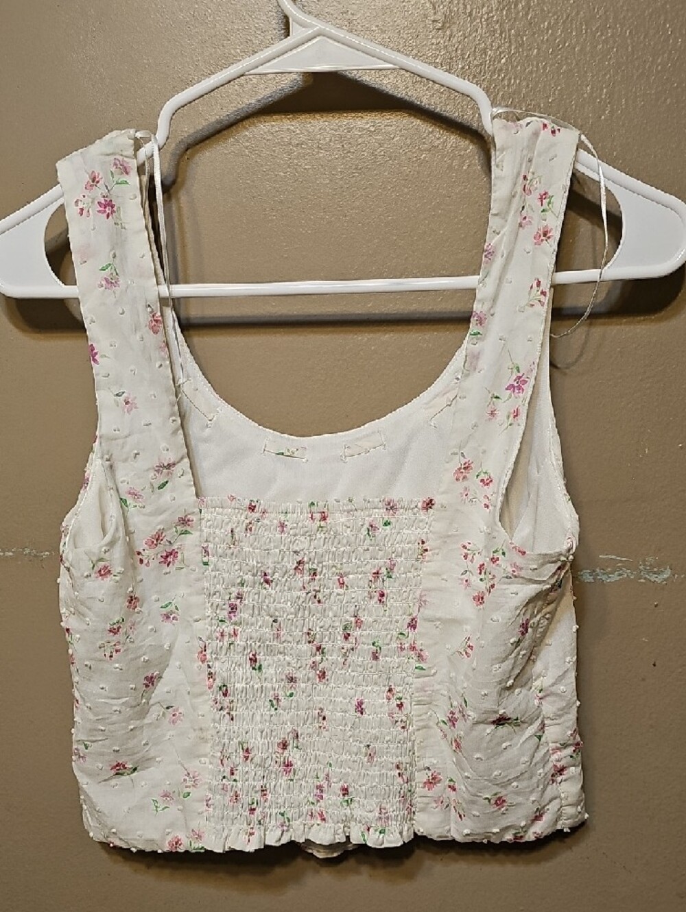 Cream Floral Tie-Front Crop Camisole - Picture 2 of 4